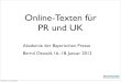 Online texten in pr und uk 2012