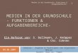 MEDIEN IN DER GRUNDSCHULE - FUNKTIONEN & AUFGABENBEREICHE- Ein Referat von: S. Dallmann, J. Knöpper & Chr. Cohnen 09.05.2007 1 Medien in der Grundschule