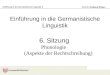 Einführung in die Germanistische Linguistik, 6 Prof. Dr. Wolfgang Wildgen Einführung in die Germanistische Linguistik 6. Sitzung Phonologie (Aspekte der
