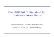 Der IEEE 802.11 Standard für drahtlose lokale Netze Folien von Dr. Hannes Hartenstein NEC Europe Ltd., Heidelberg