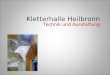 Kletterhalle Heilbronn Technik und Ausstattung. Übersicht Bodenbelag Wände – Grundkonstruktion – Beplankung Griffe Sicherungslinien