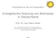 A d a m Facharbeit an der FH Düsseldorf Energetische Nutzung von Biomasse in Deutschland Prof. Dr.-Ing. Mario Adam E² - Erneuerbare Energien und Energieeffizienz