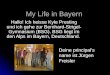 My Life in Bayern Hallo! Ich heisse Kyle Presting und ich gehe zur Bernhard-Strigel- Gymnasium (BSG). BSG liegt im den Alps im Bayern, Deutschland. Deine