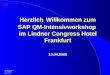 Herzlich Willkommen zum SAP QM-Intensivworkshop im Lindner Congress Hotel Frankfurt 13.04.2000 Axel Röthemeier jw consulting Seite 1 /12