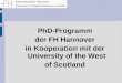 PhD-Programm der FH Hannover in Kooperation mit der University of the West of Scotland