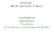 Methodik: Objektorientierte Analyse Analyseprozess Makroprozess Checklisten Erste Schritte zur Erstellung eines Modells