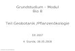 Grundstudium – Modul Bio 8 Teil Geobotanik /Pflanzenökologie SS 2007 4. Stunde, 08.05.2008 Modul Bio 8, 4.Std., 08.05.2008 Folien