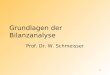 1 Grundlagen der Bilanzanalyse Prof. Dr. W. Schmeisser
