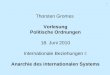 111 Thorsten Gromes Vorlesung Politische Ordnungen 18. Juni 2010 Internationale Beziehungen I: Anarchie des internationalen Systems