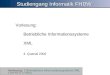 Vorlesung: 1 Betriebliche Informationssysteme XML © 2002 Prof. Dr. G. Hellberg Studiengang Informatik FHDW Vorlesung: Betriebliche Informationssysteme