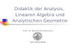 Didaktik der Analysis, Linearen Algebra und Analytischen Geometrie Prof. Dr. Bernd Zimmermann WS 2005/2006