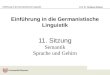 Einf¼hrung in die Germanistische Linguistik Prof. Dr. Wolfgang Wildgen Einf¼hrung in die Germanistische Linguistik 11. Sitzung Semantik Sprache und Gehirn