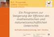 BLK-Programm SINUS-Transfer Grundschule Dr. Claudia Fischer  23. November 2006 Ein Programm zur Steigerung der Effizienz des mathematischen