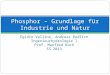 Egidio Vallino, Andreas Podlich Ingenieurhydrologie I Prof. Manfred Koch SS 2013 Phosphor – Grundlage für Industrie und Natur