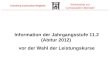Gutenberg Gymnasium Bergheim Information zur Gymnasialen Oberstufe Information der Jahrgangsstufe 11.2 (Abitur 2012) vor der Wahl der Leistungskurse