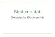 Biodiversität Genetische Biodiversität. Biodiversität Die Vielfalt der Arten auf der Erde, die genetische Vielfalt sowie die Vielfalt von Ökosystemen
