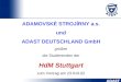 ADAMOVSKÉ STROJÍRNY a.s. und ADAST DEUTSCHLAND GmbH grüßen die Studierenden der HdM Stuttgart zum Vortrag am 23.010.02