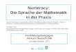 Numeracy: Die Sprache der Mathematik in der Praxis Fortbildungskampagne Vorkurs Deutsch 240 (Christa Kieferle, IFP) Quelle: Steinweg, Anna Susanne (2007)
