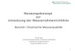 1 Beratungskonzept zur Umsetzung der Wasserrahmenrichtlinie Bereich: Chemische Wasserqualität Birgit Apel Landwirtschaftskammer Nordrhein-Westfalen Fachbereich