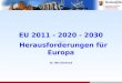 EU 2011 - 2020 - 2030 ________ Herausforderungen für Europa Dr. Otto Schmuck