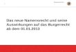 1 Das neue Namensrecht und seine Auswirkungen auf das Burgerrecht ab dem 01.01.2013