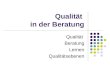 Qualität in der Beratung Qualität Beratung Lernen Qualitätsebenen