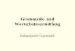 Grammatik- und Wortschatzvermittlung Pädagogische Grammatik