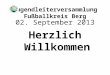 Jugendleiterversammlung Fußballkreis Berg 02. September 2013 Herzlich Willkommen