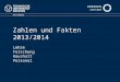 Der Kanzler Zahlen und Fakten 2013/2014 Lehre Forschung Haushalt Personal