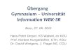 Übergang Gymnasium – Universität Information WBK-SR Bern, 27. 06. 2011 Hans Peter Dreyer, KS Wattwil, ex KGU Prof. Norbert Hungerbühler, ETH, KGU Dr. David