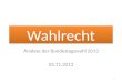 Wahlrecht Analyse der Bundestagswahl 2013 05.11.2013 1