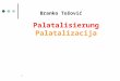 1 Palatalisierung Palatalizacija Branko Tošović. 2 wenn Velare (Gutturallaute) vor einen palatalen (vorderen) Vokal (e, i) zu stehen kommen, so werden