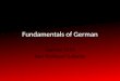 Fundamentals of German German 101A Herr Professor Gallardo
