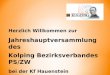 Herzlich Willkommen zur Jahreshauptversammlung des Kolping Bezirksverbandes PS/ZW bei der Kf Hauenstein