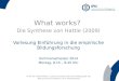 What works? Die Synthese von Hattie (2009) Vorlesung Einführung in die empirische Bildungsforschung Sommersemester 2014 Montag, 8.15 – 9.45 Uhr Prof. Dr