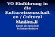 VO Einführung in die Kulturwissenschaften / Cultural Studies B Reinhard Sieder Kunst als spezielle Kulturproduktion
