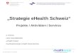 1 25. März 2011 / A. Schmid Strategie eHealth Schweiz Projekte / Aktivitäten / Services A. Schmid Leiter Geschäftsstelle eHealth Suisse Koordinationsorgan