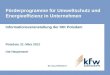 Förderprogramme für Umweltschutz und Energieeffizienz in Unternehmen Informationsveranstaltung der IHK Potsdam Potsdam, 21. März 2012 Ute Hauptmann