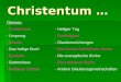 Christentum … Themen: - Christentum- Heiliger Tag - Ursprung- Dreifaltigkeit - Glaube- Glaubensrichtungen - Das heilige Buch- Die römisch-katholische Kirche