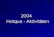 2004 Hotqua - Aktivitäten. Hotqua Aktivitäten 2004  2 QM Kurs Gesundheitswesen Qualitätsmanager nach ISO 9001:2000 Qualitätsauditor nach