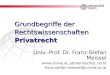 Grundbegriffe der Rechtswissenschaften Privatrecht Univ.-Prof. Dr. Franz-Stefan Meissel  franz.stefan.meissel@univie.ac.at