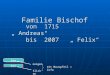 von 1715 „ Andreas“ bis 2007 „ Felix“ von 1715 „ Andreas“ bis 2007 „ Felix“ Familie Bischof Name zeigen klicken mit Mauspfeil = Info