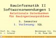 Bauinformatik II Softwareanwendungen 1 5. Semester 1. Vorlesung: SQL Prof. Dr.-Ing. R. J. Scherer Nürnberger Str. 31a 2. OG, Raum 204 TU Dresden - Institut