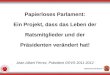 Präsentationsübersicht Überblick über das Projekt "Papierloses Parlament" Themen des Projekts Vor, während und nach der Parlamentssession Vor- und Nachteile