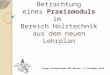 Exemplarische Betrachtung eines Praxismoduls im Bereich Holztechnik aus dem neuen Lehrplan Jürgen Diedershagen BBS Wissen, 11.November.2013