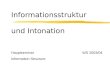 Informationsstruktur und Intonation Hauptseminar WS 2003/04 Information Structure