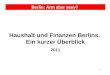 Haushalt und Finanzen Berlins.  Ein kurzer Überblick 2011