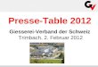 Presse-Table 2012 Giesserei-Verband der Schweiz  Trimbach, 2. Februar 2012