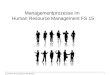 © Lehrstuhl Human Resource Management1 Managementprozesse im Human Resource Management FS 15