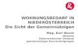 WOHNUNGSBEDARF IN NIEDERÖSTERREICH Die Sicht der Gemeinnützigen Mag. Karl Wurm Obmann Österreichischer Verband gemeinnütziger Bauvereinigungen